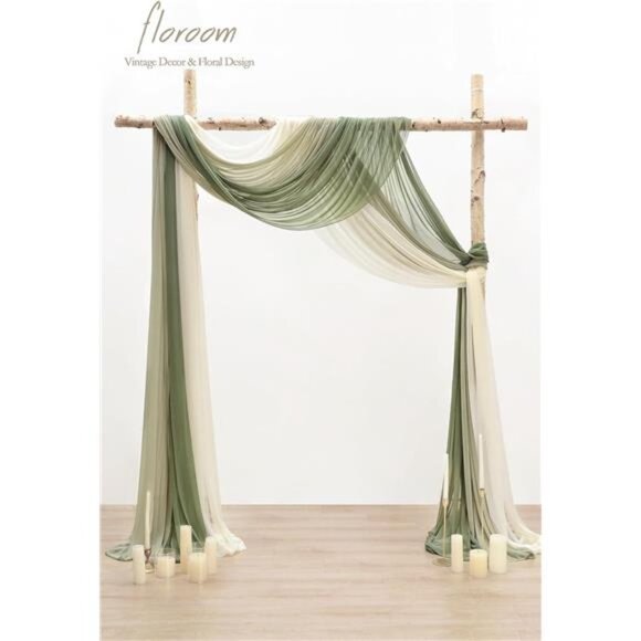 Wedding Arch Draping Fabric 3 Panels 20Ft Chiffon Fabric Drapes Arbor Draper - Picture 2 of 5